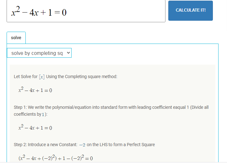 complete the square method example