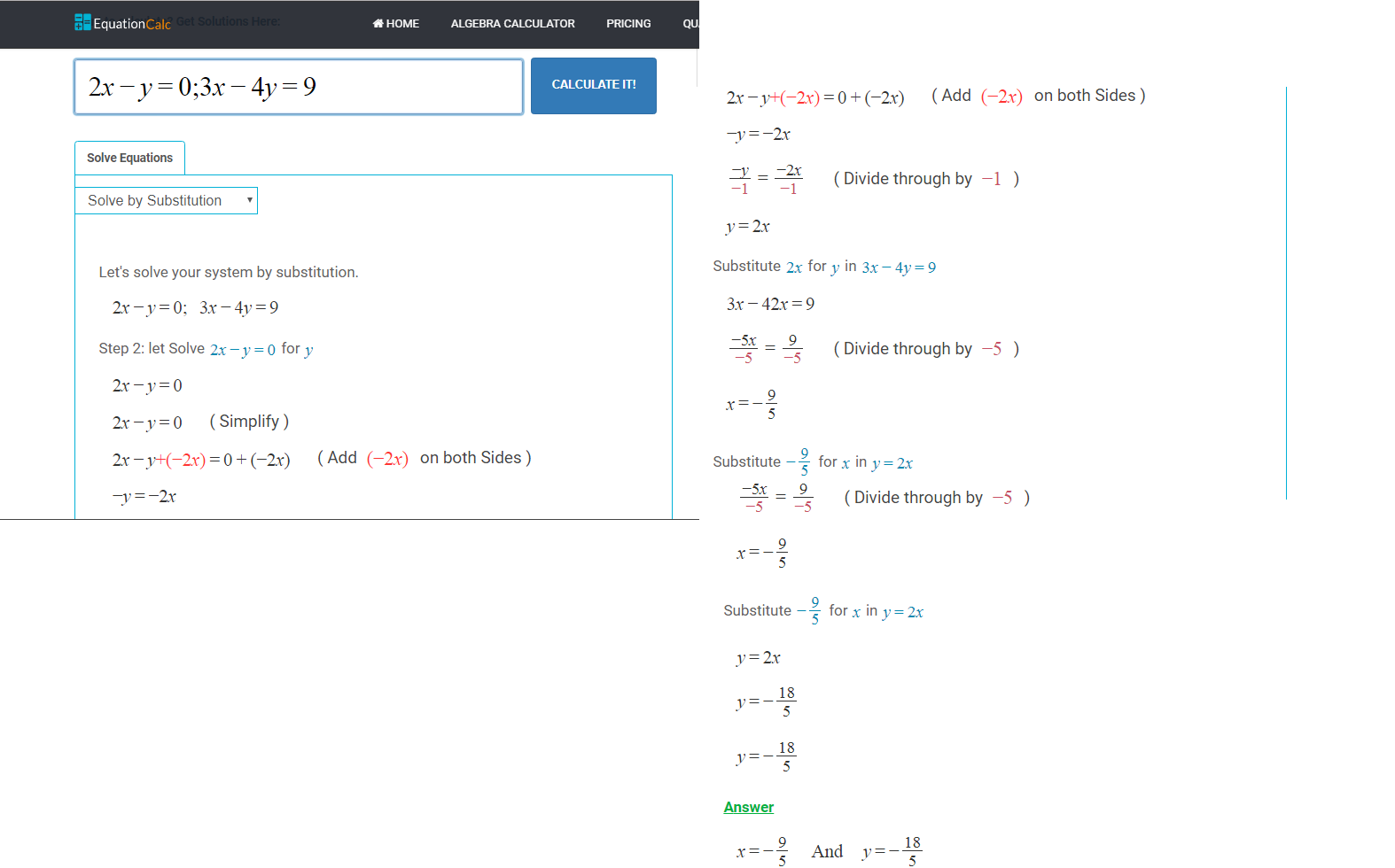 Solve simultaneous equations calculator